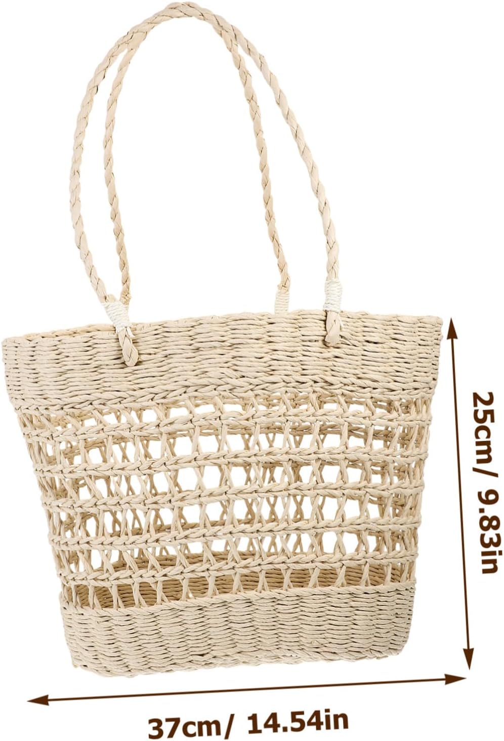 SOLUSTRE Hollow Woven Beach Handbag for Women Aesthetic Straw Tote Bag for Summer Seaside Casual Outings and Daily Use Lightweight and Versatile Storage - Image 2