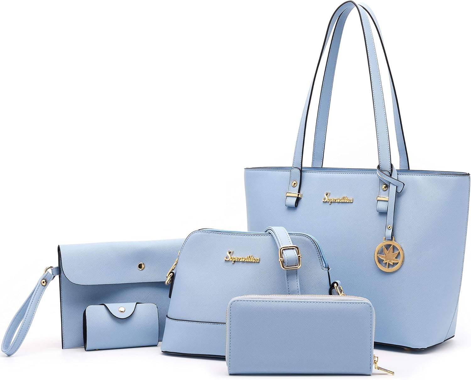 Soperwillton Handbags and Purses for Women Shoulder Tote Bags Top Handle Satchel Purse Set 5pcs