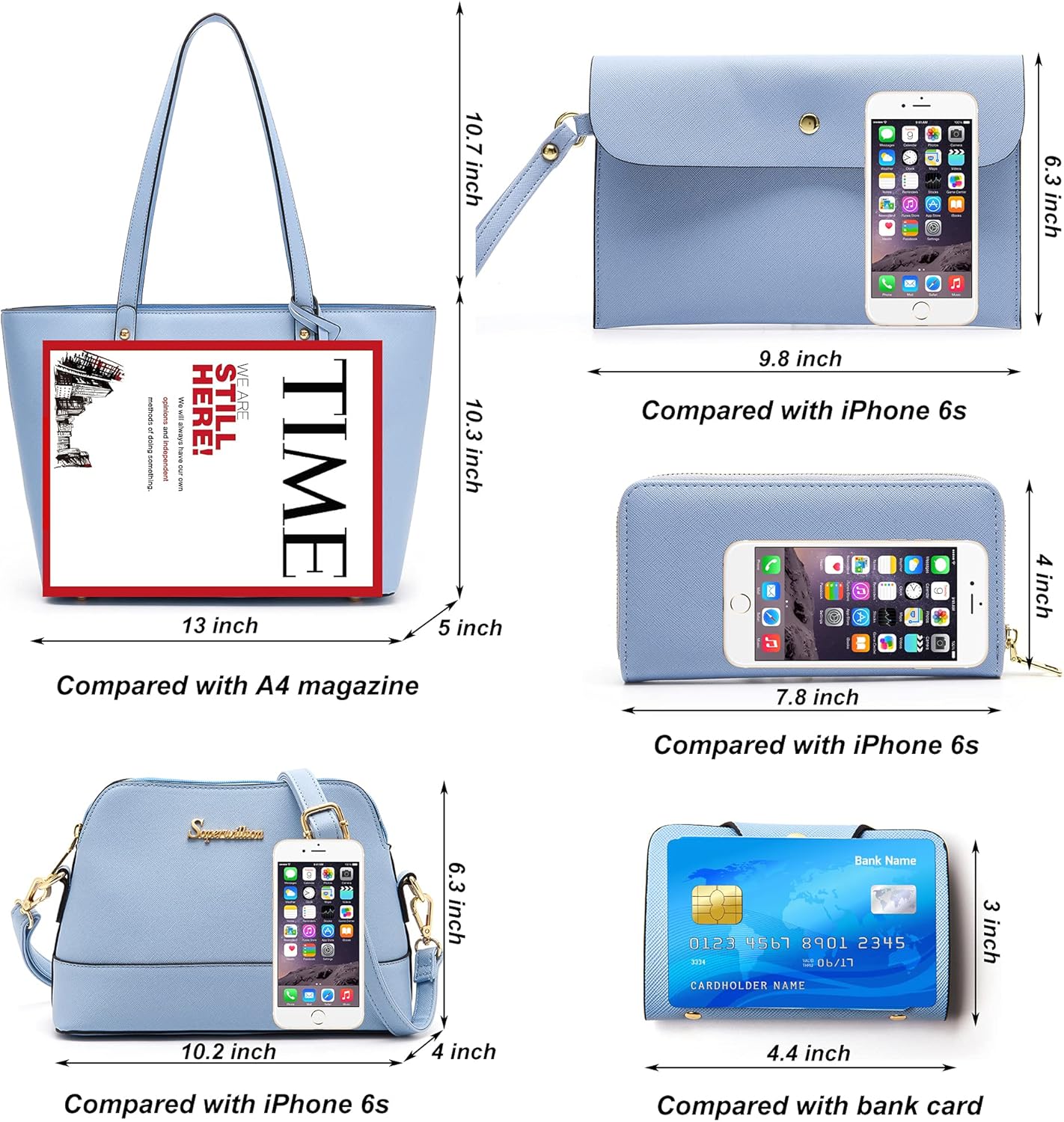 Soperwillton Handbags and Purses for Women Shoulder Tote Bags Top Handle Satchel Purse Set 5pcs - Image 4