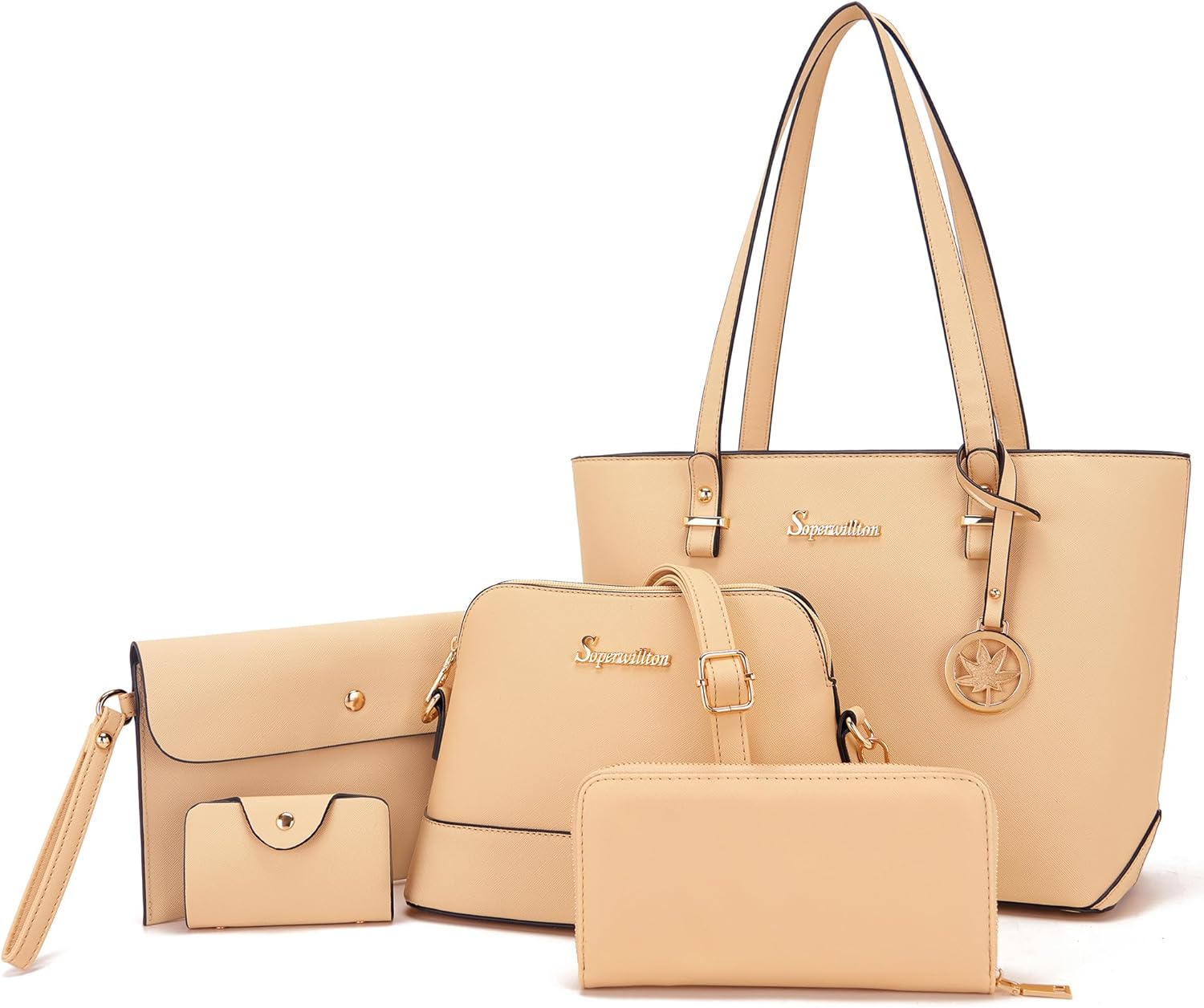 Soperwillton Handbags and Purses for Women Shoulder Tote Bags Top Handle Satchel Purse Set 5pcs - Image 9