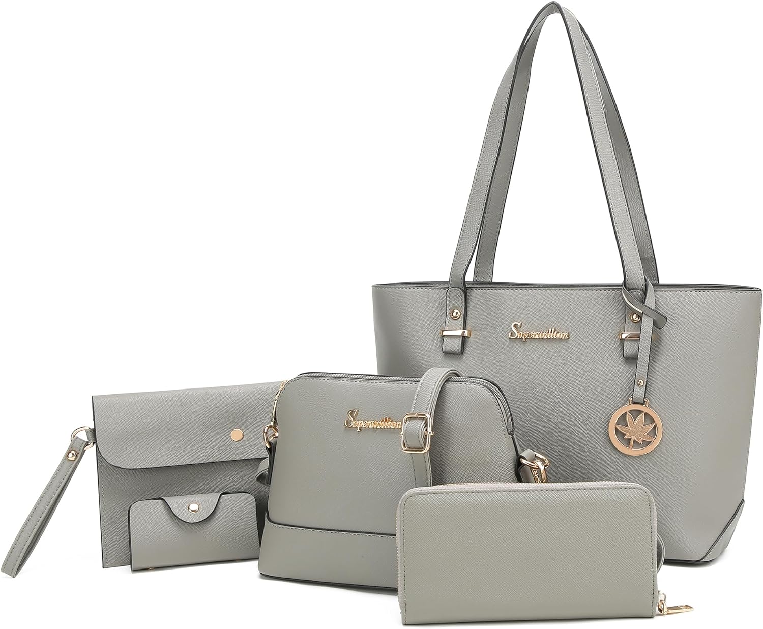 Soperwillton Handbags and Purses for Women Shoulder Tote Bags Top Handle Satchel Purse Set 5pcs - Image 22