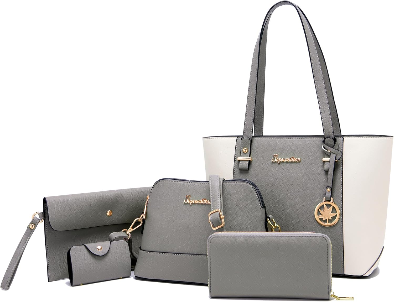 Soperwillton Handbags and Purses for Women Shoulder Tote Bags Top Handle Satchel Purse Set 5pcs - Image 12