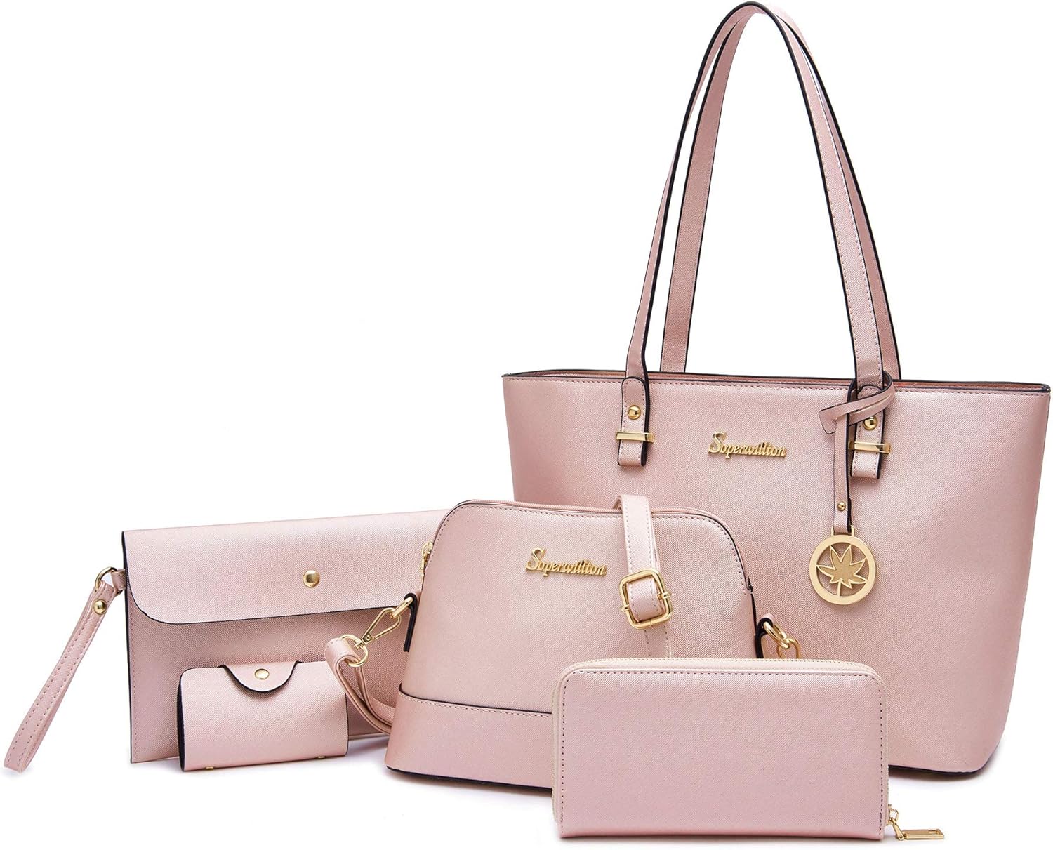 Soperwillton Handbags and Purses for Women Shoulder Tote Bags Top Handle Satchel Purse Set 5pcs - Image 23