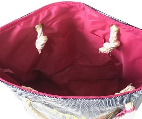 Spacious Navy Canvas Beach Tote Bag with Rope Handles & Metallic Text - Summer Travel Pool Bag, Large Capacity - Image 4