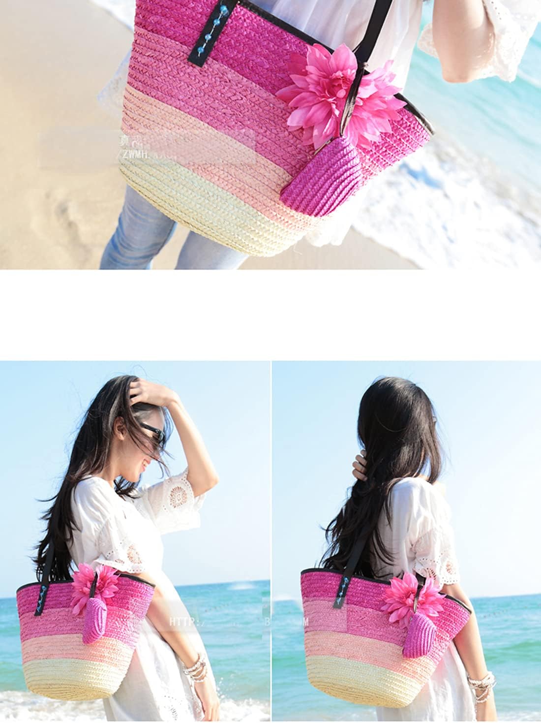 Straw Bag Beach Bags for Women - Straw Large Beach Tote Bag - Summer Handwoven Shoulder Bags for Beach. - Image 7