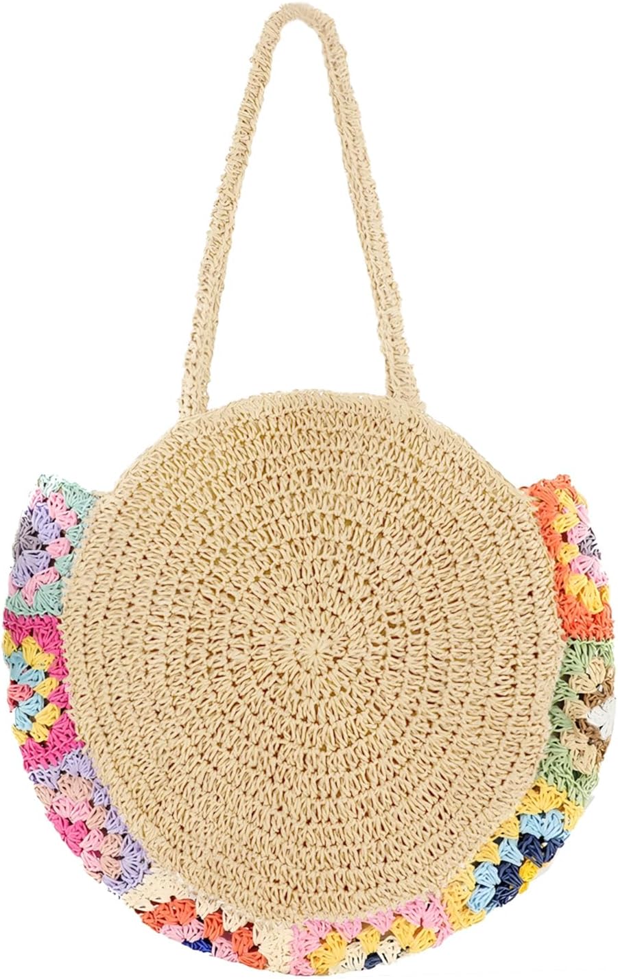 Straw Bags for Women Large Beach Tote Bag Floral Crochet Woven Shoulder Purse Summer Handbag - Image 2