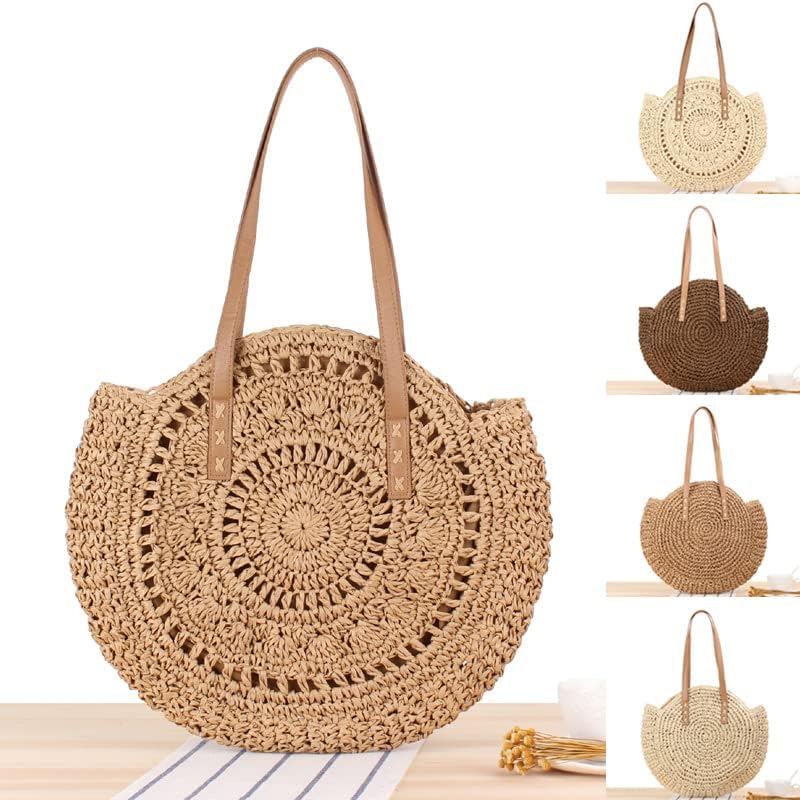 Straw Beach Bag for Women Summer Woven Tote Bag Rattan Handbag Shoulder Bag Hobo Bohemian - Image 2