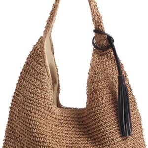 Straw Beach Bag for Women Woven Tote Large Summer Travel Shoulder Handbag Handle Tote Retro Summer Beach Bag