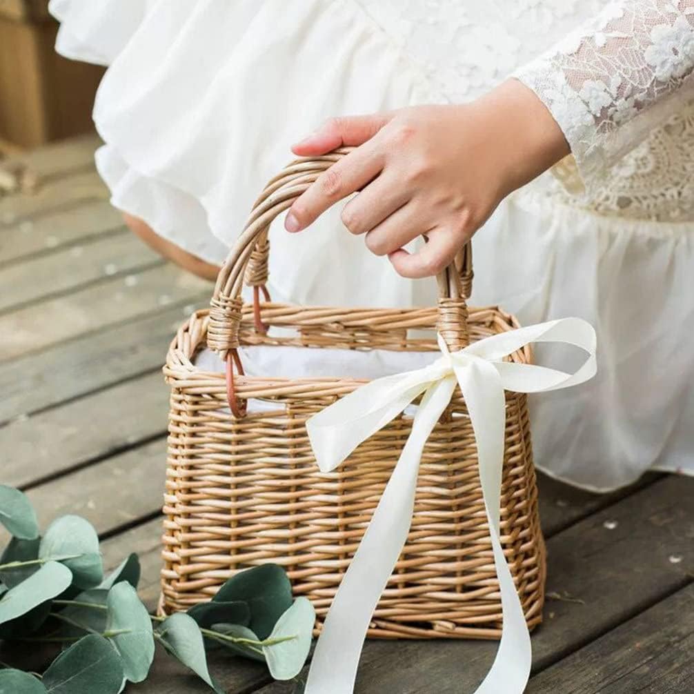 Straw Beach Bags Wicker Handbag Beach Rattan Woven Tote Handbags Top-handle Bags with Bow for Women Summer - Image 6