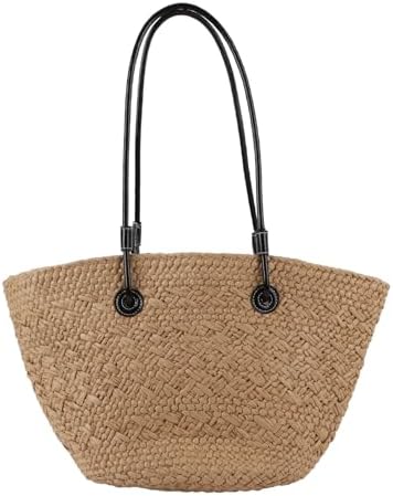 Straw Woven Beach Bag, Stylish Large Capacity Shoulder Bag, Handmade Weaving Handbags, Straw Bags, Tote Bags for Outdoor Shopping, Design for Summer Beach Resort Travel - Image 3