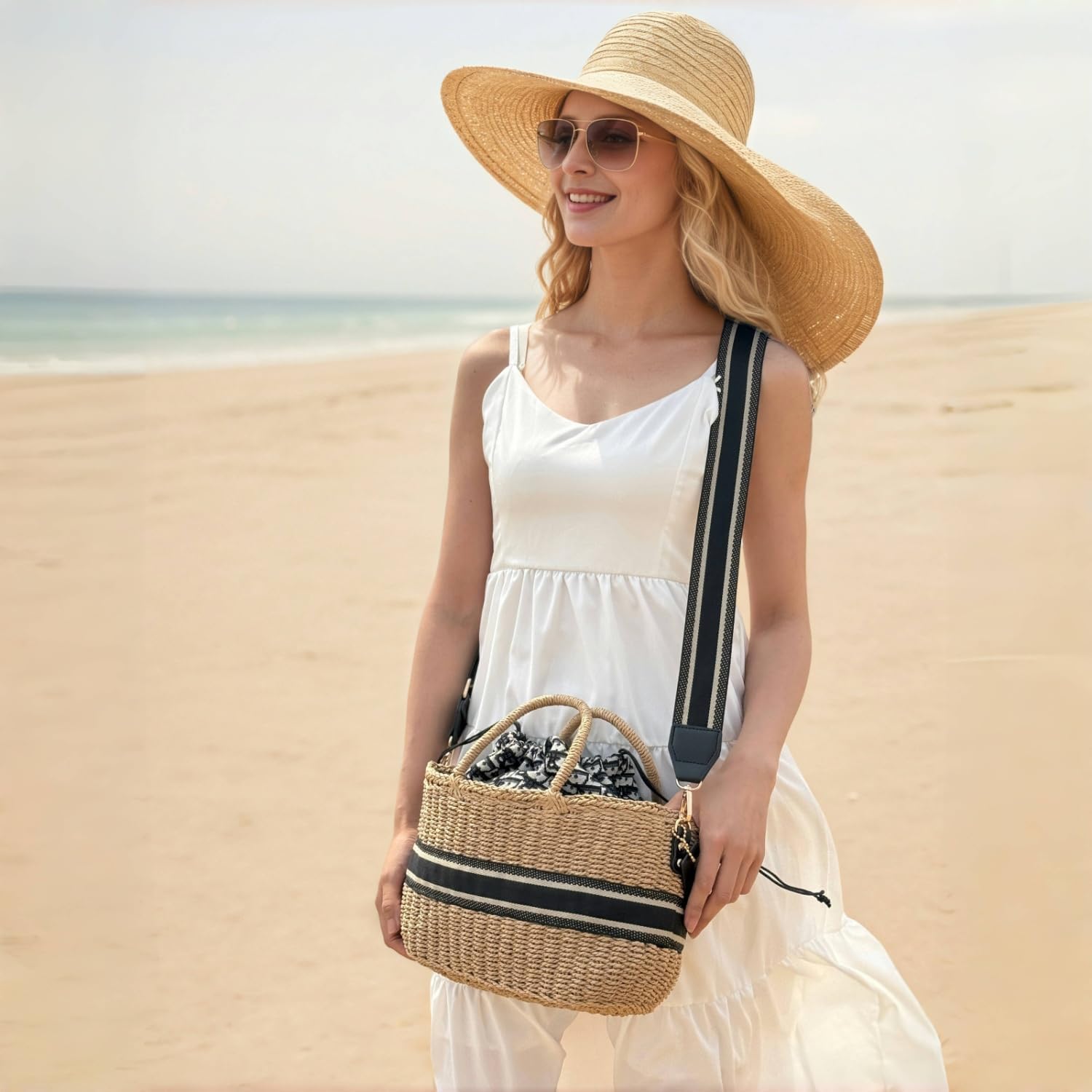 Stylish Handwoven Straw Tote Bag for Women - Lightweight Eco-Friendly soft Adjustable straw Beach Bag with Shoulder straps,Women’s straw purse for Summer &Large tote bag for Everyday Use - Image 4