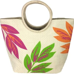 Tropical Palms Round Circle Handle Beach Bag Packable Large Tote Vibrant Summer Vacation Travel Handbag