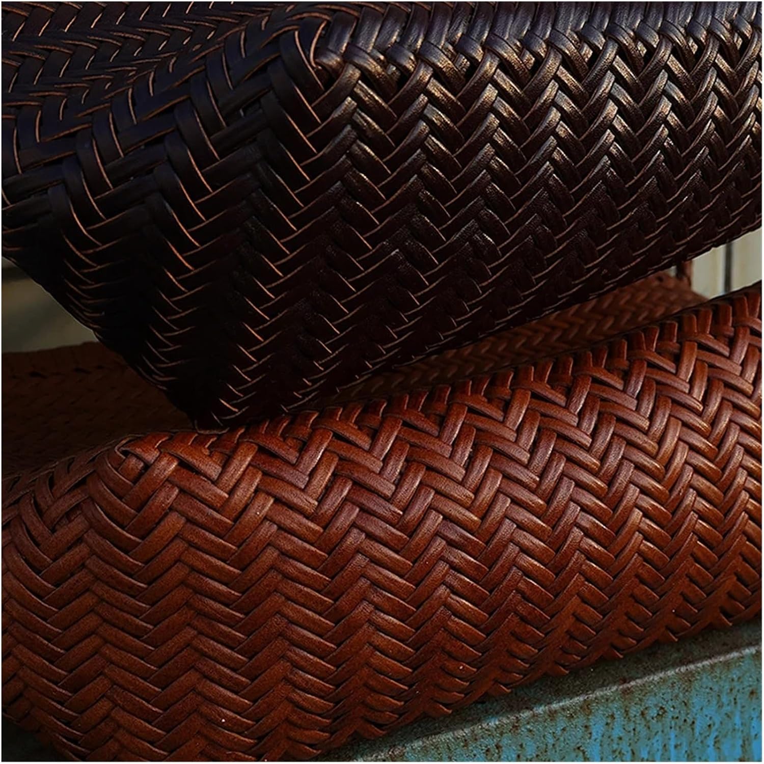 ULTFVPMQR Women's Spring and Summer French Retro Tote Bag Leather Woven Vegetable Basket Ins Irregular Shoulder Bag(Brown) - Image 6