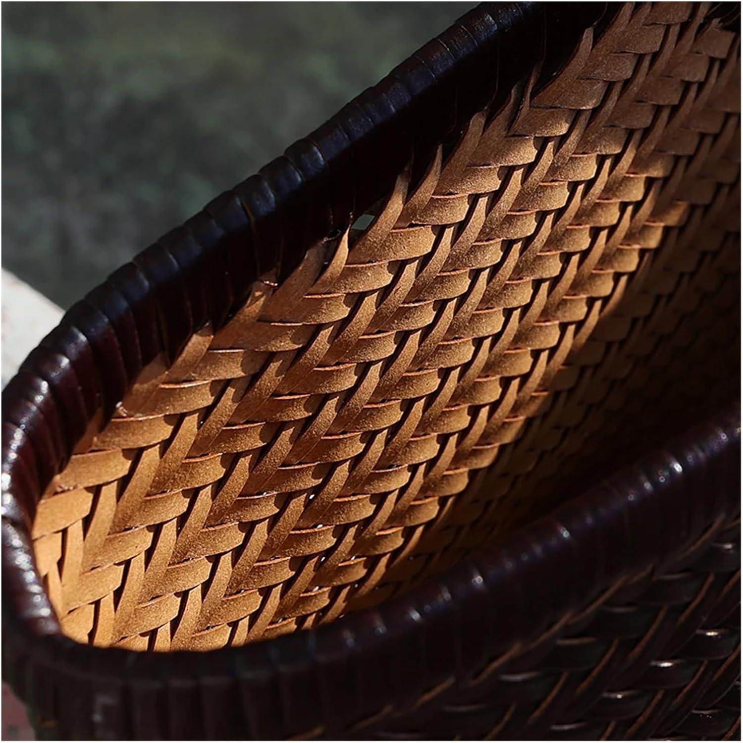 ULTFVPMQR Women's Spring and Summer French Retro Tote Bag Leather Woven Vegetable Basket Ins Irregular Shoulder Bag(Brown) - Image 5