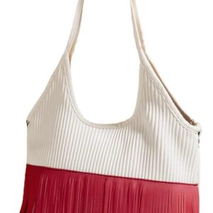UOHLCX HBJWOV Bag Fringe Accessorized upper shoulder Tote bag Spring\/Summer vintage multi-zip