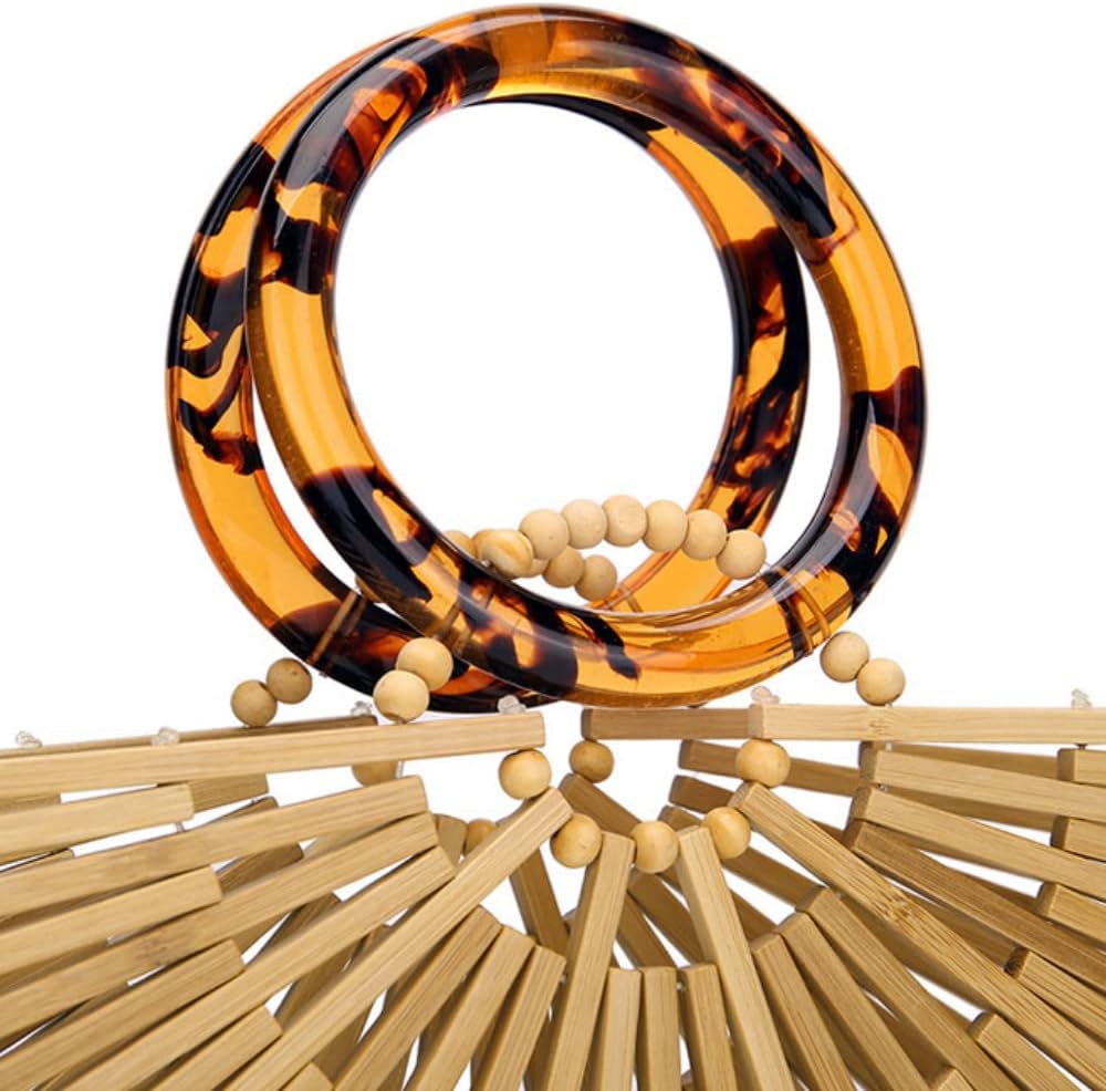 VAKAER Women Bamboo Purse Summer Beach Tote Bags Handmade Handbag with Inner bag - Image 3