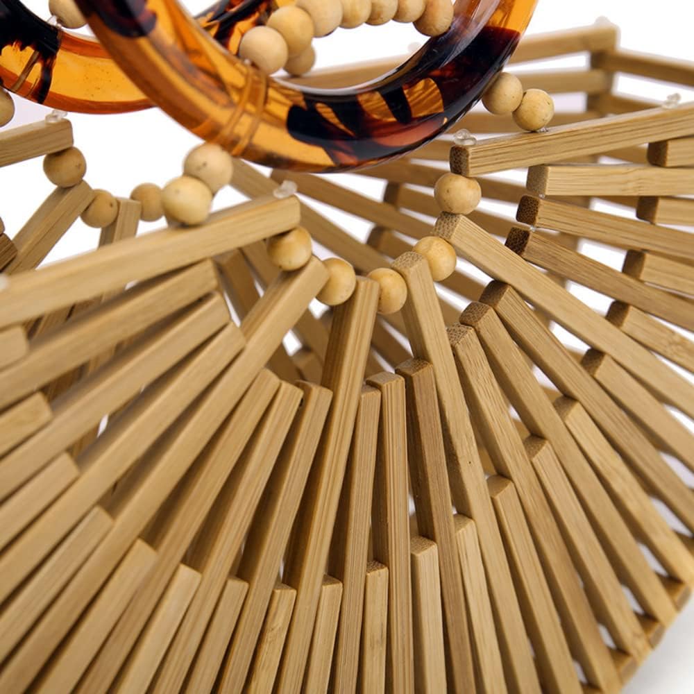 VAKAER Women Bamboo Purse Summer Beach Tote Bags Handmade Handbag with Inner bag - Image 4