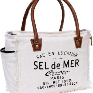 Vintage Tote Bag for Women 13 Inch Rustic Shoulder Bag with Leather Handles, Eco-Friendly Handbag, Casual Beach & Travel Tote