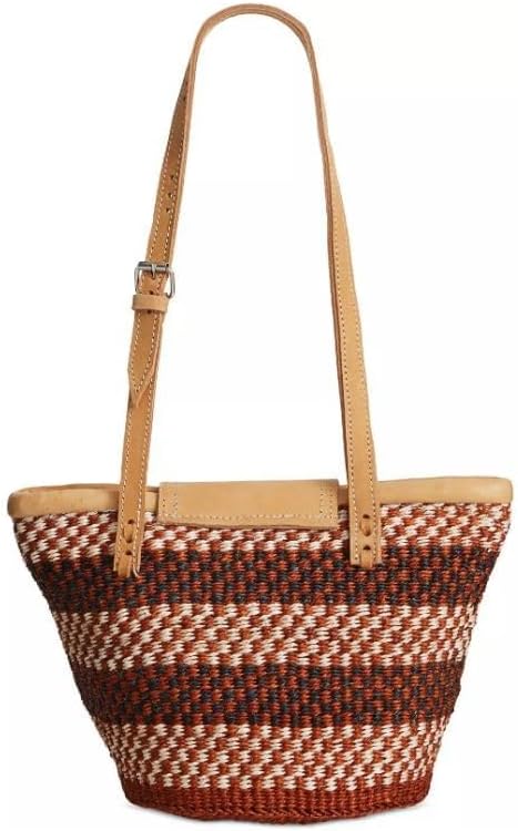 Waves on Earth Handmade Sisal Straw Tote Bag, Lightweight Market Basket with Leather Strap Handles and Button Closure, Large Straw Purse for Travel, Handmade Summer Beach Lifestyle Tote Handbag - Image 3
