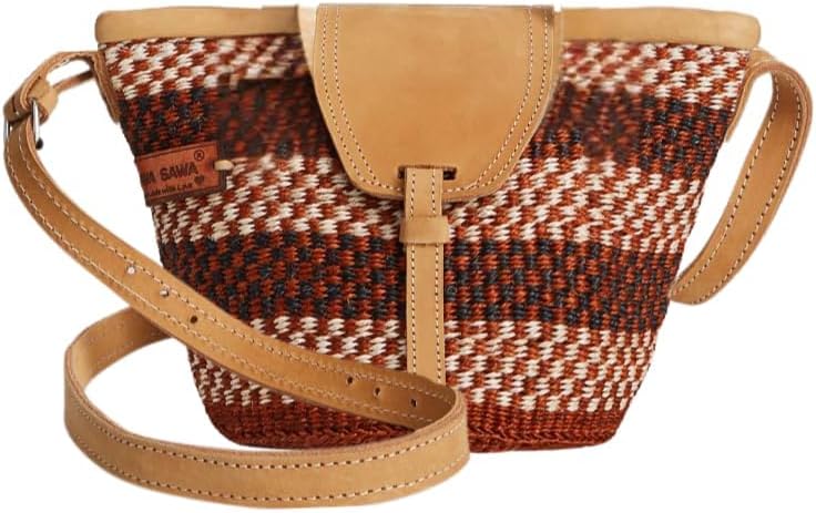 Waves on Earth Handmade Sisal Straw Tote Bag, Lightweight Market Basket with Leather Strap Handles and Button Closure, Large Straw Purse for Travel, Handmade Summer Beach Lifestyle Tote Handbag - Image 6