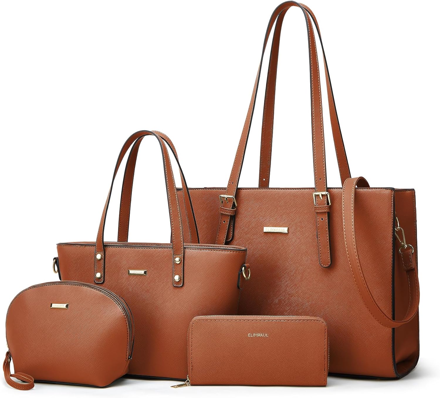 Women Fashion Synthetic Leather Handbags Tote Bag Shoulder Bag Top Handle Satchel Purse Set 4pcs - Image 35