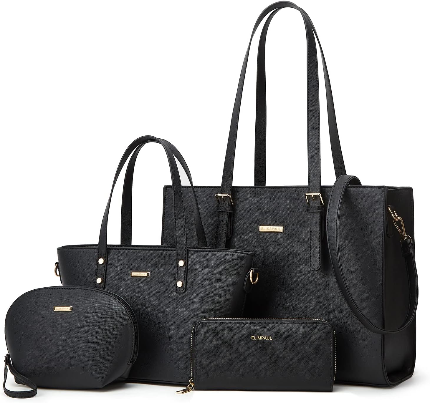 Women Fashion Synthetic Leather Handbags Tote Bag Shoulder Bag Top Handle Satchel Purse Set 4pcs - Image 32