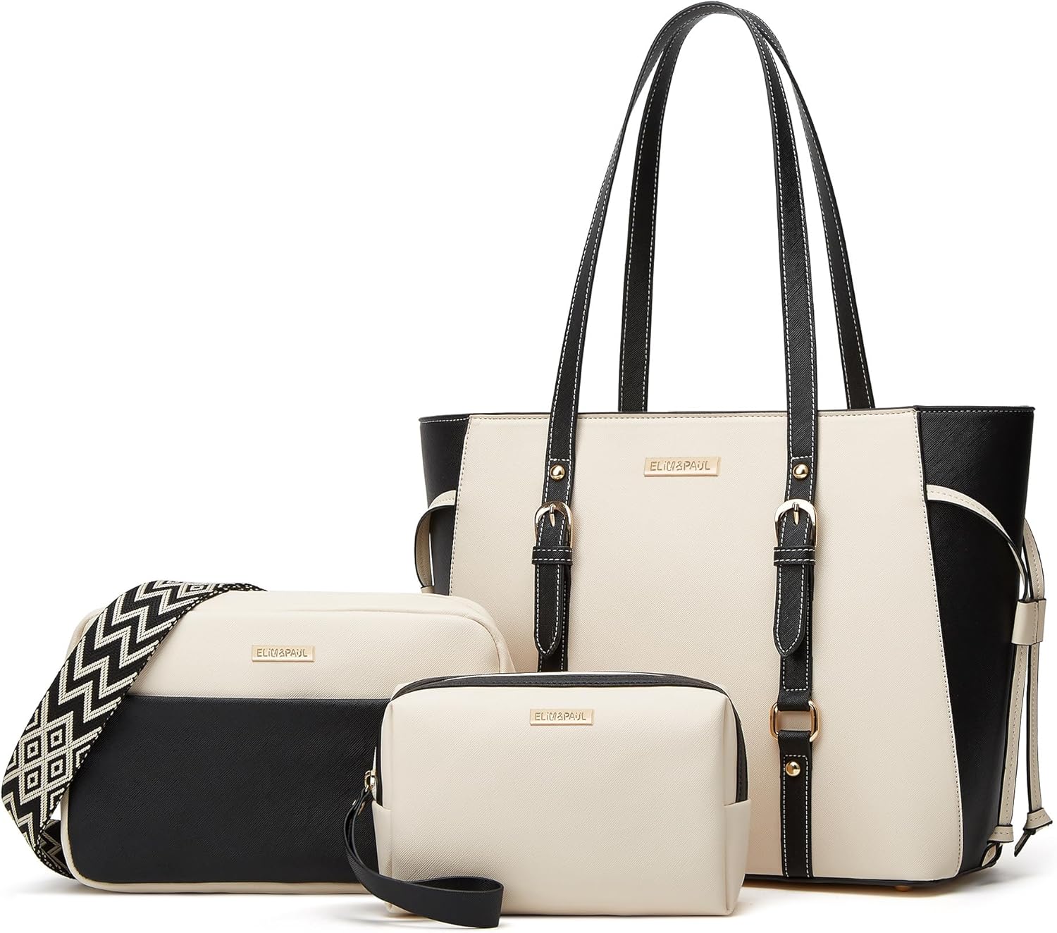 Women Fashion Synthetic Leather Handbags Tote Bag Shoulder Bag Top Handle Satchel Purse Set 4pcs - Image 41