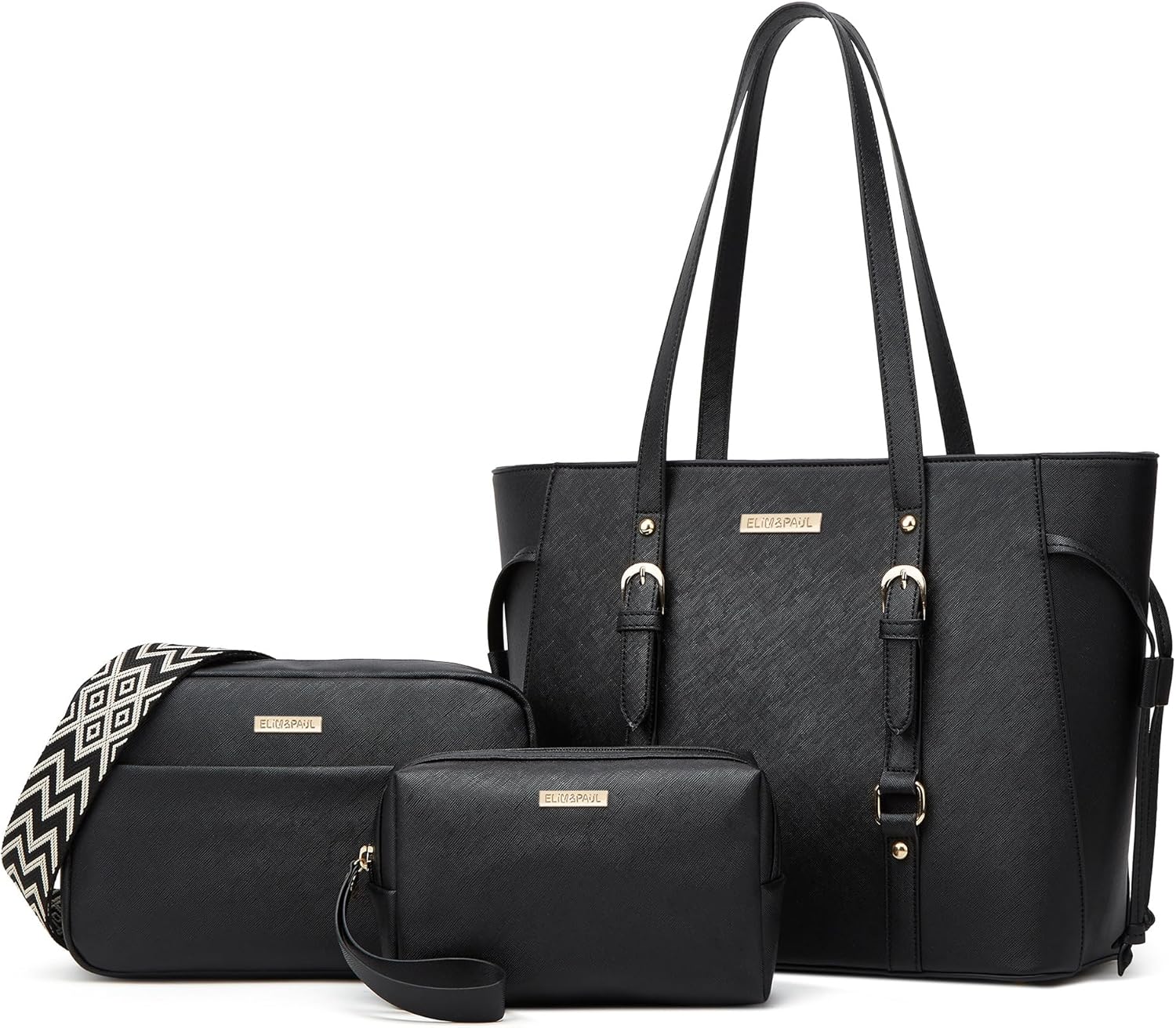 Women Fashion Synthetic Leather Handbags Tote Bag Shoulder Bag Top Handle Satchel Purse Set 4pcs - Image 15