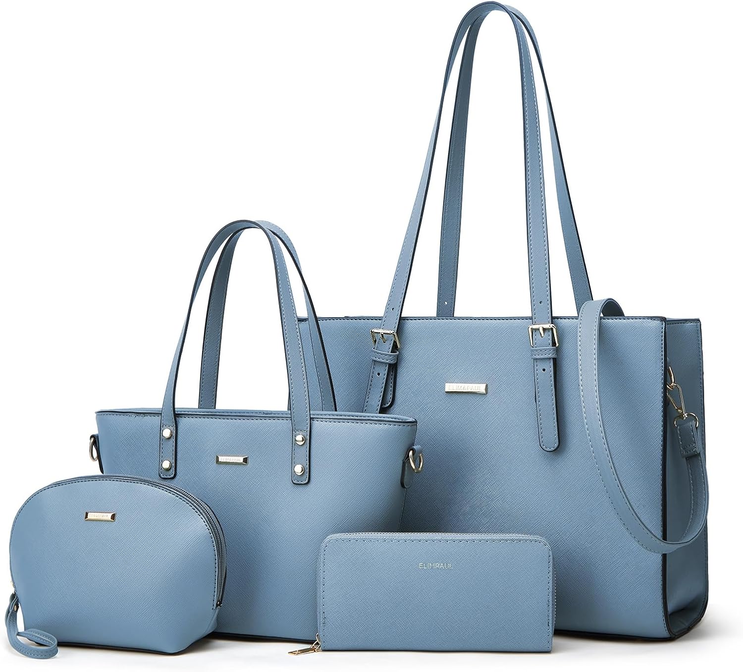 Women Fashion Synthetic Leather Handbags Tote Bag Shoulder Bag Top Handle Satchel Purse Set 4pcs - Image 39