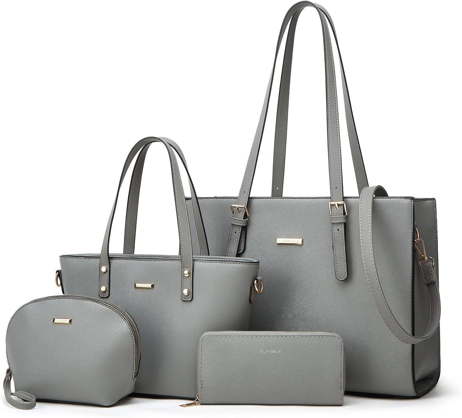 Women Fashion Synthetic Leather Handbags Tote Bag Shoulder Bag Top Handle Satchel Purse Set 4pcs - Image 14