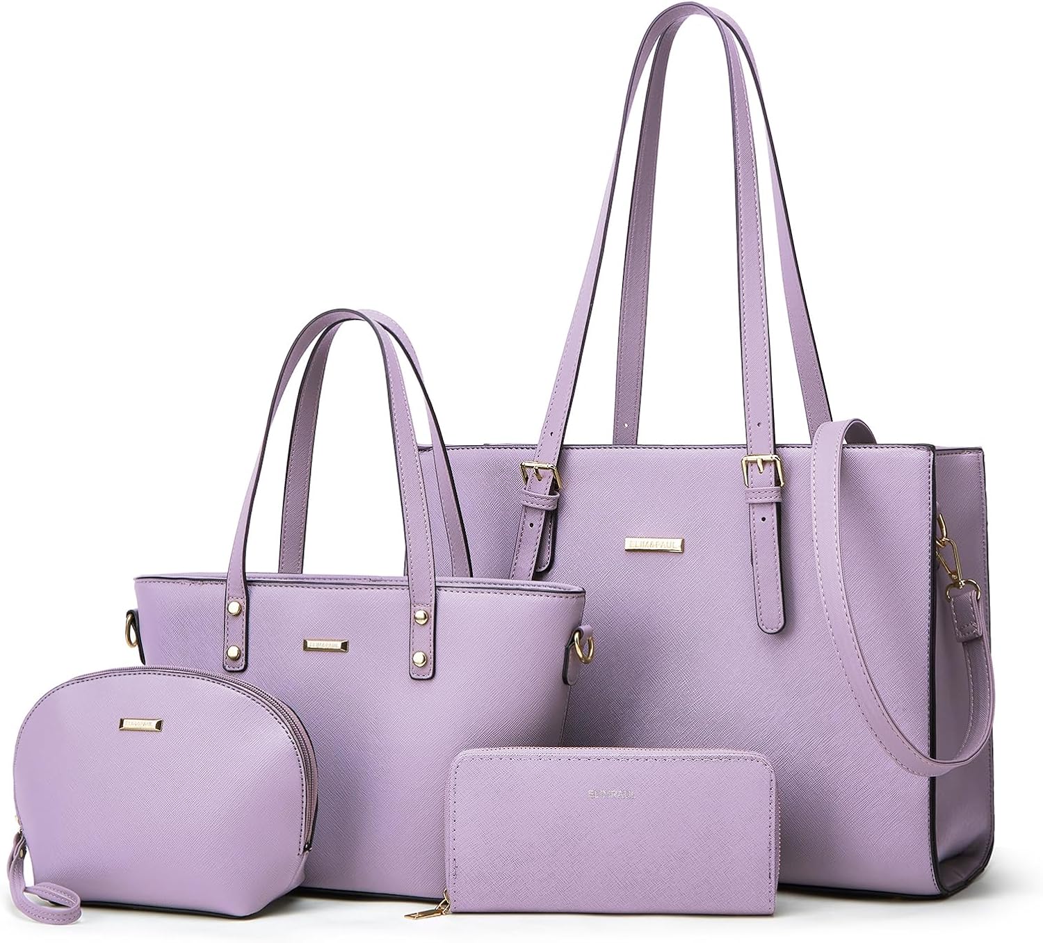 Women Fashion Synthetic Leather Handbags Tote Bag Shoulder Bag Top Handle Satchel Purse Set 4pcs - Image 6