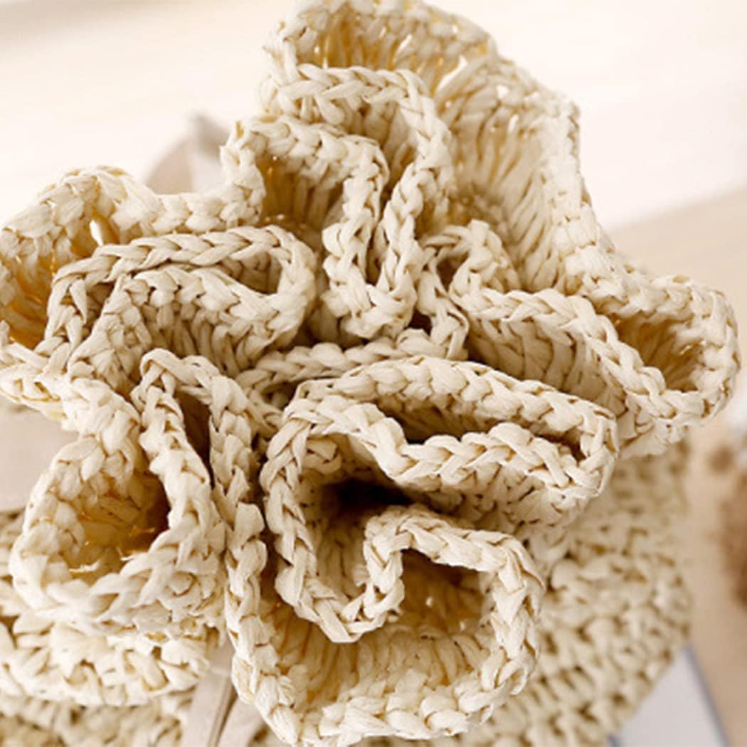 Women Knapsack Crochet Woven Straw bag with Leather Straps Shoulder Bags Drawstring Summer Holiday Beach Tote Beige bag - Image 6