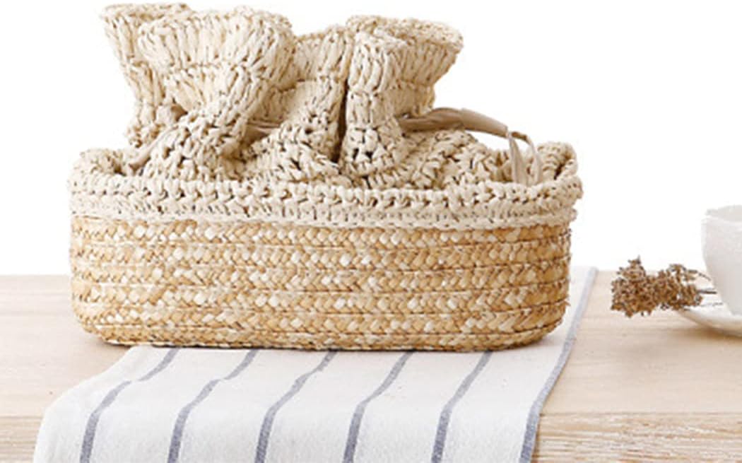 Women Knapsack Crochet Woven Straw bag with Leather Straps Shoulder Bags Drawstring Summer Holiday Beach Tote Beige bag - Image 4