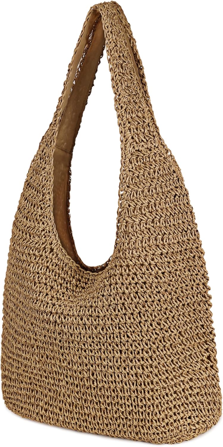 Women Large Straw Beach Bag Handmade Woven Shoulder Bags Hobo Tote Handbag Purse for Summer - Image 2