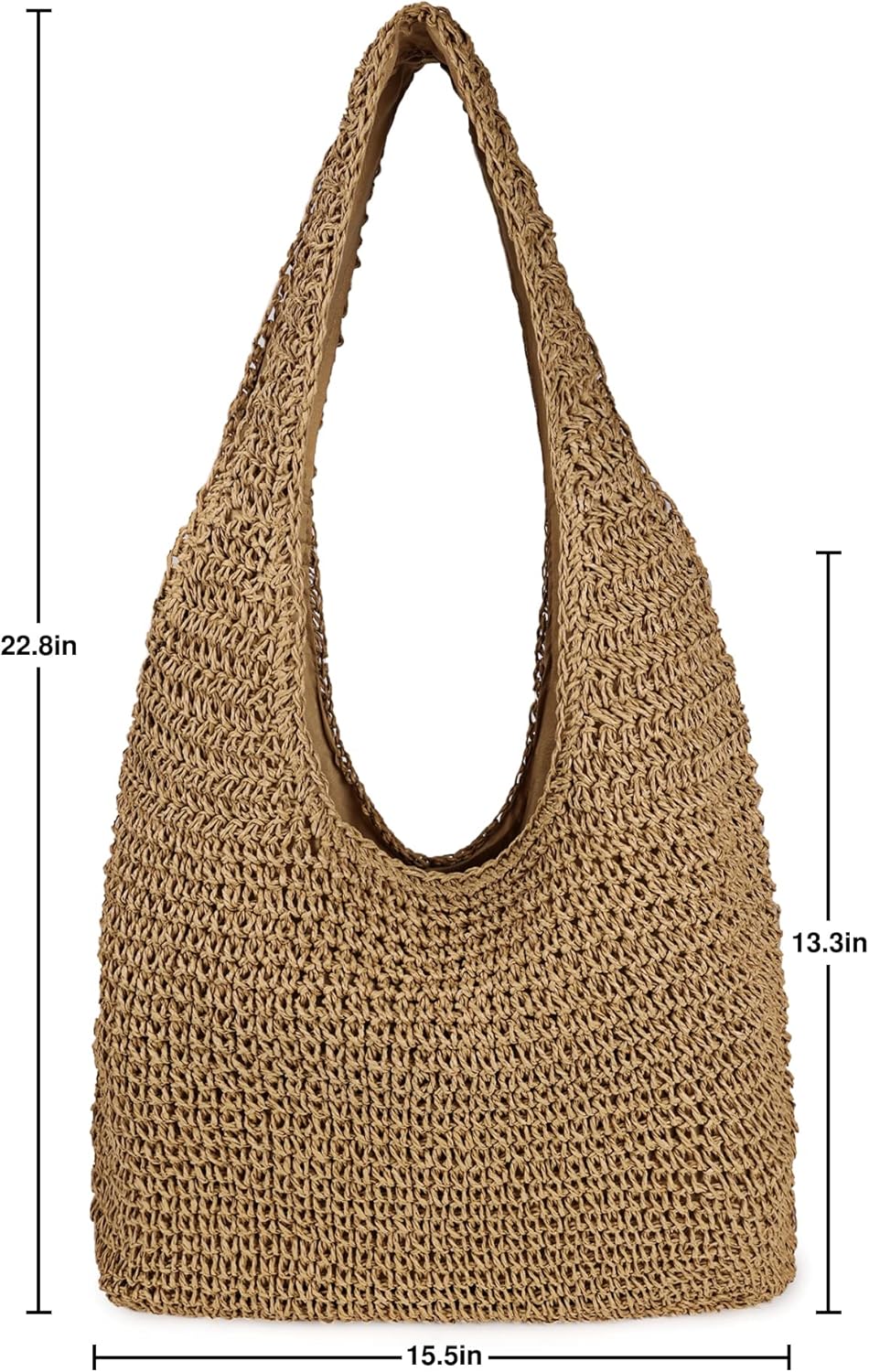 Women Large Straw Beach Bag Handmade Woven Shoulder Bags Hobo Tote Handbag Purse for Summer - Image 5