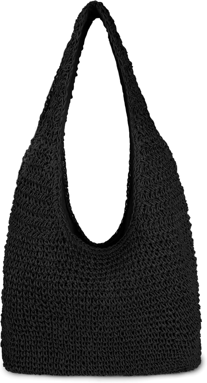 Women Large Straw Beach Bag Handmade Woven Shoulder Bags Hobo Tote Handbag Purse for Summer - Image 7