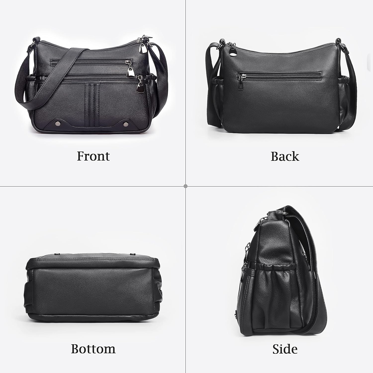 Women Soft PU Leather Shoulder Handbag Multi Pocket Crossbody Bag Ladies Medium Roomy Purses Fashion Tote Top Handle Satchel - Image 6
