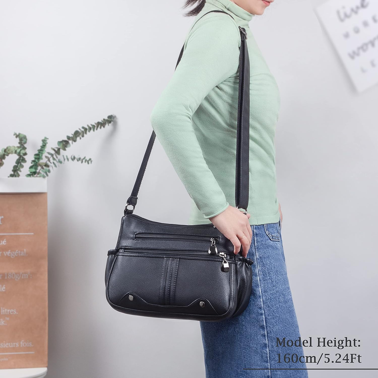 Women Soft PU Leather Shoulder Handbag Multi Pocket Crossbody Bag Ladies Medium Roomy Purses Fashion Tote Top Handle Satchel - Image 2