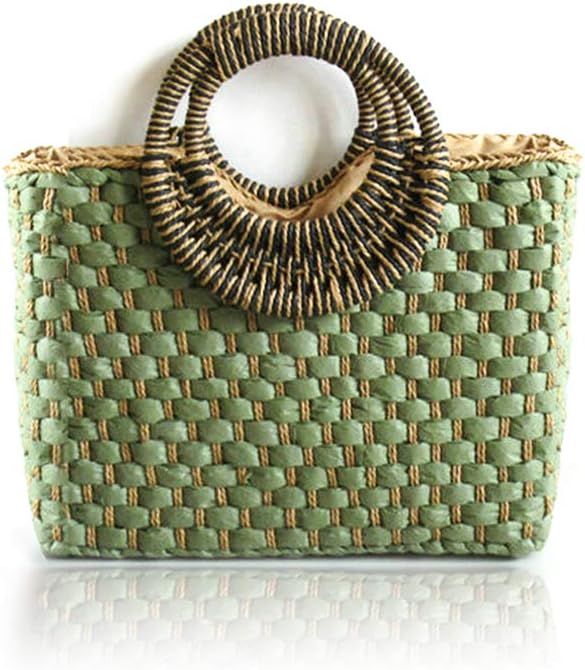 Women Straw Bag Beach Handbag Tote Bag Green