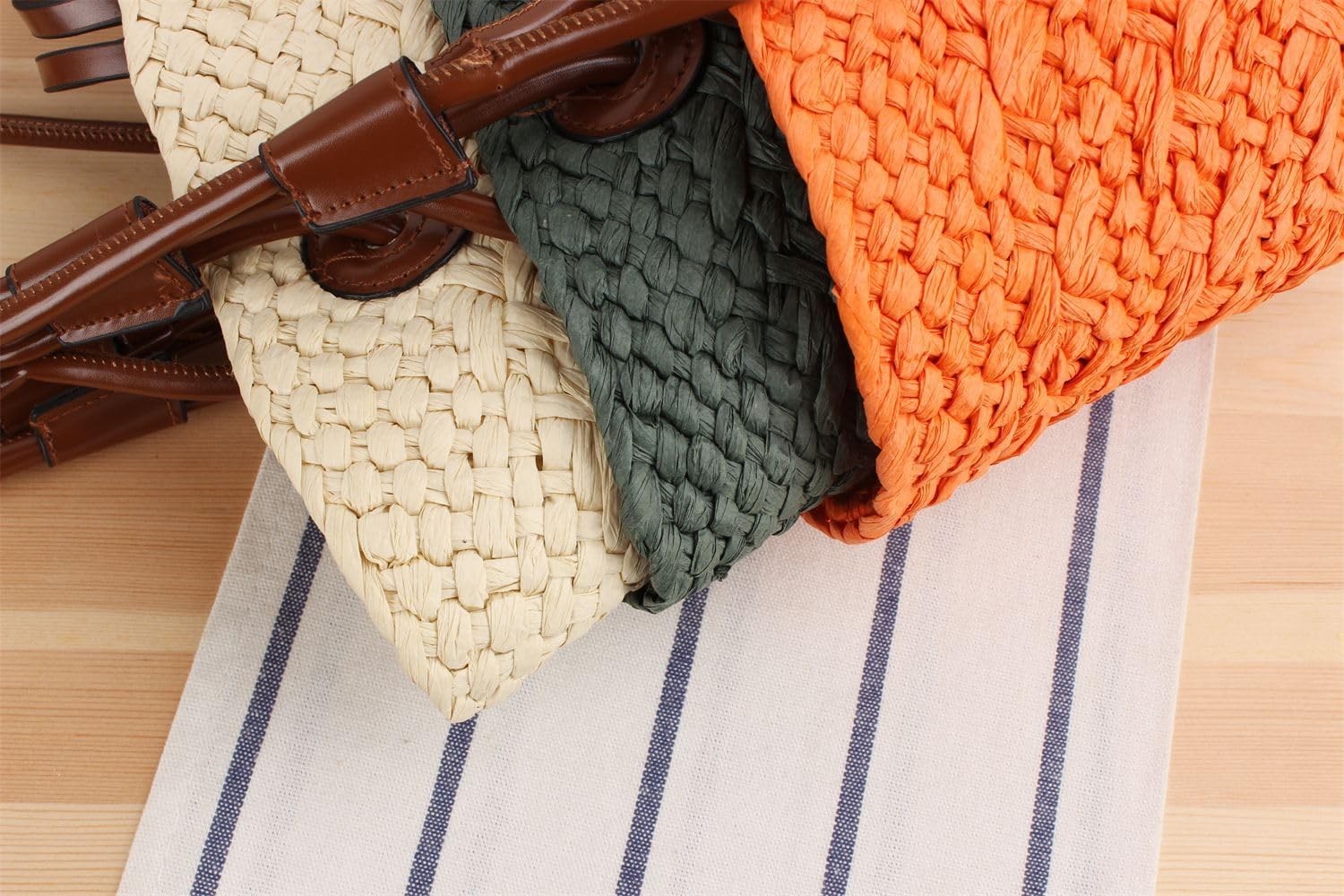 Women Straw Tote Bag Summer Beach Bags Luxury Handmade Shoulder Bag Woven Basket Handbags Large Straw Purses - Image 5