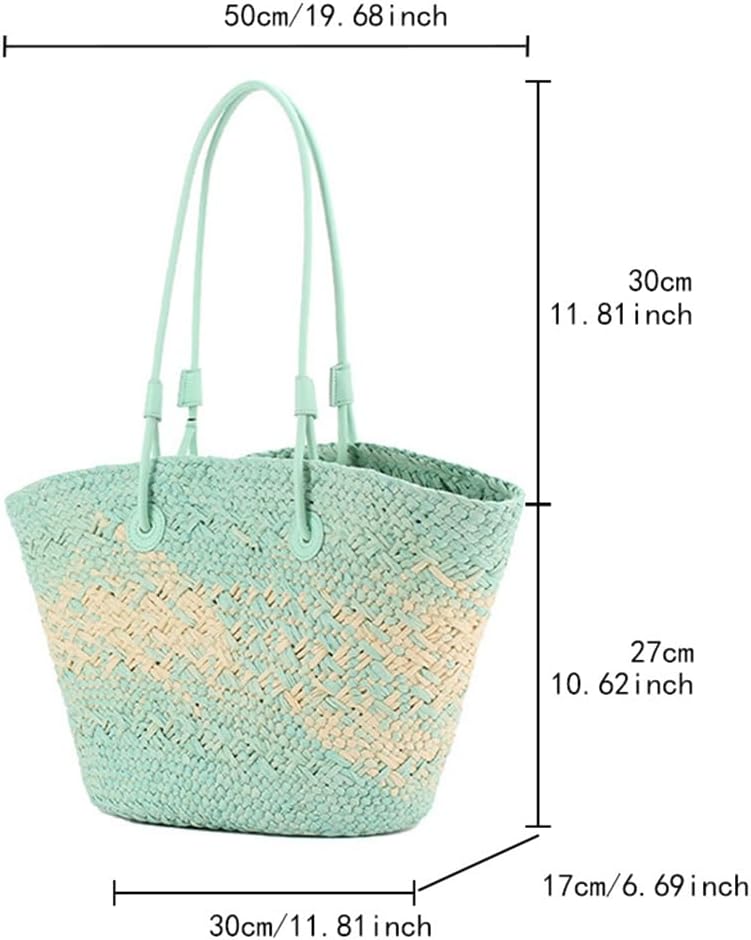 Women Straw Tote Bag Summer Beach Bags Luxury Handmade Shoulder Bag Woven Basket Handbags Large Straw Purses - Image 6