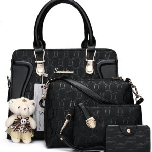 Women's Fashion Handbags Tote Bags Shoulder Bag Top Handle Satchel Purse Set 4pcs