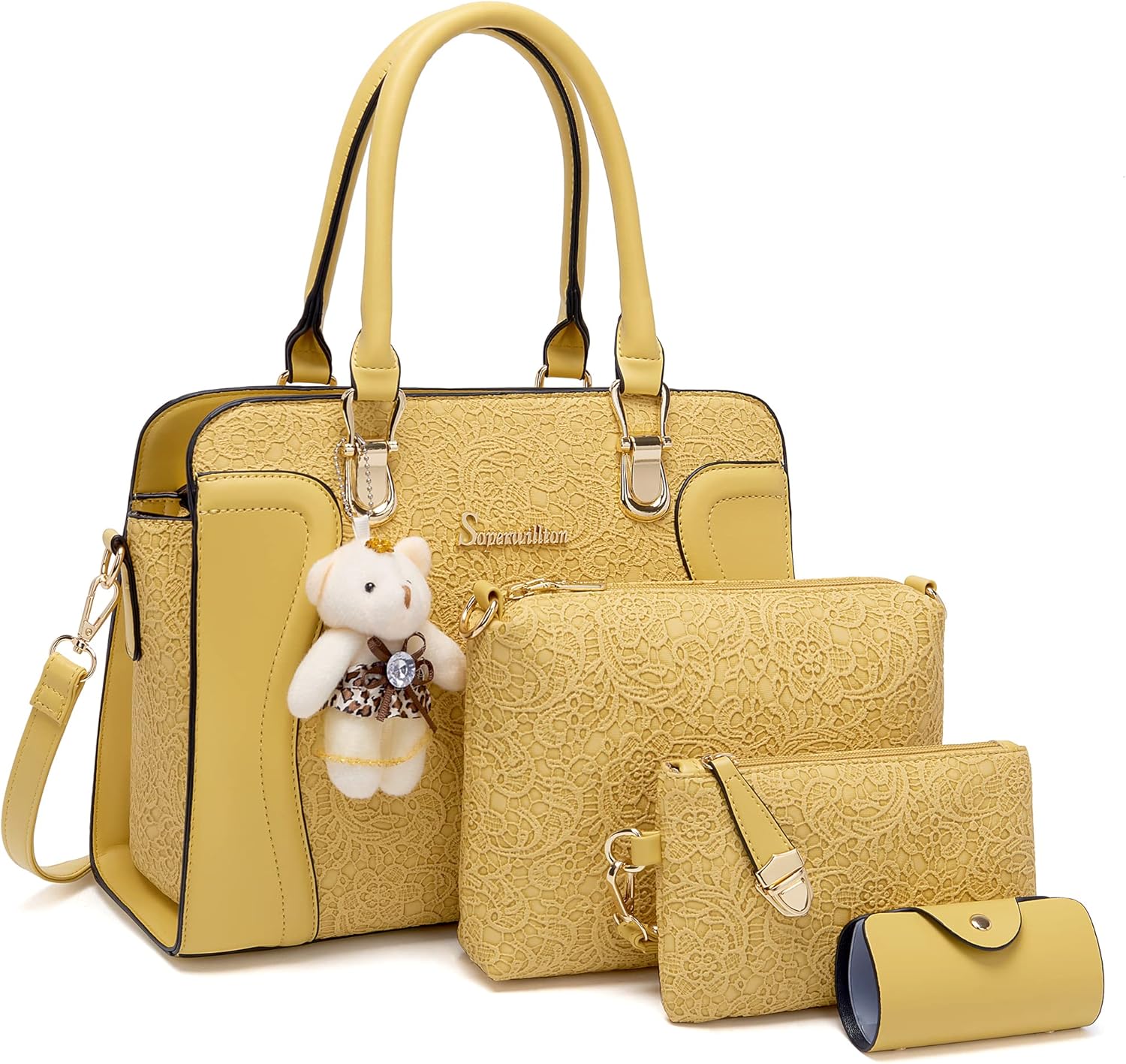 Women's Fashion Handbags Tote Bags Shoulder Bag Top Handle Satchel Purse Set 4pcs - Image 25