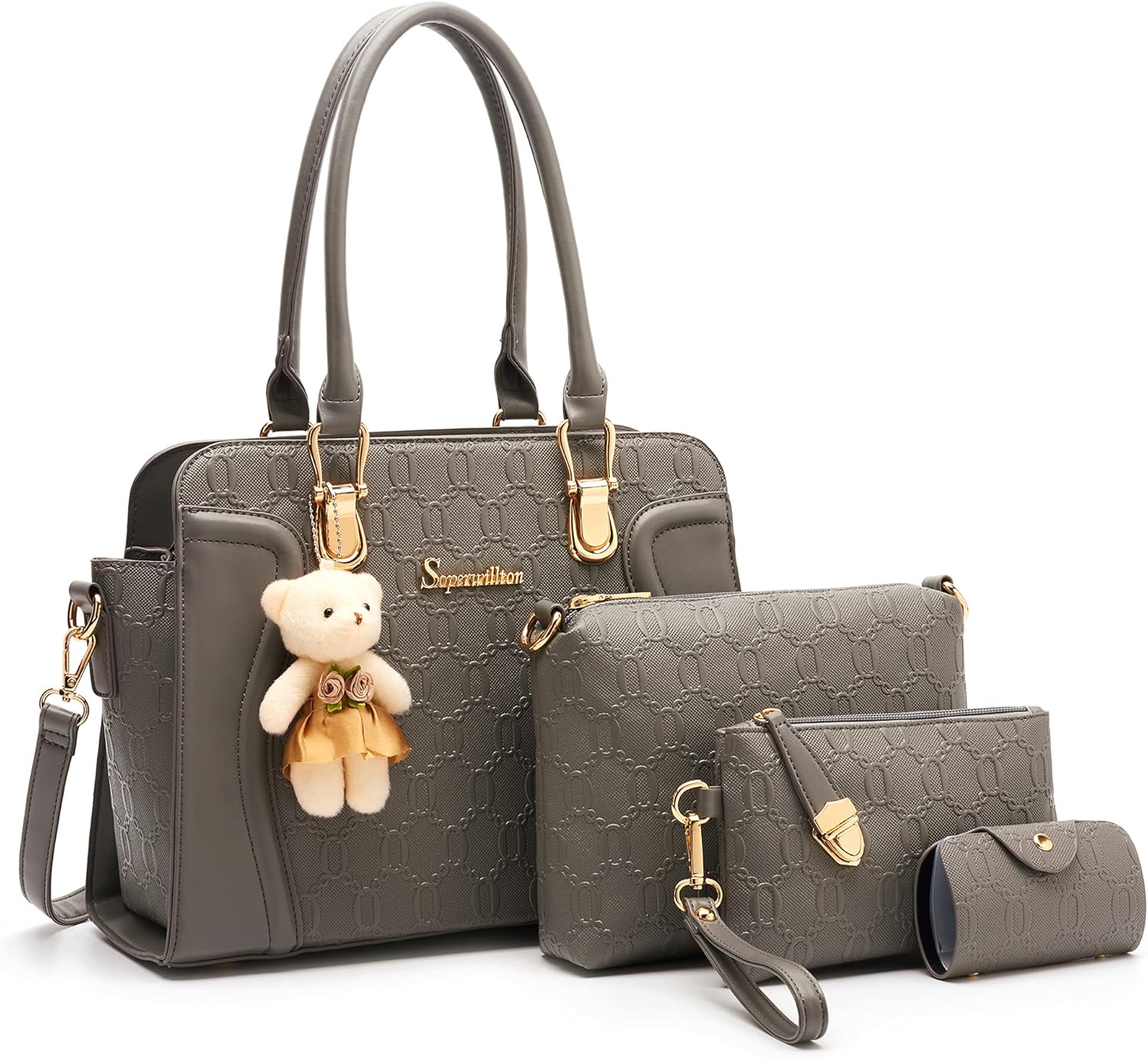 Women's Fashion Handbags Tote Bags Shoulder Bag Top Handle Satchel Purse Set 4pcs - Image 17