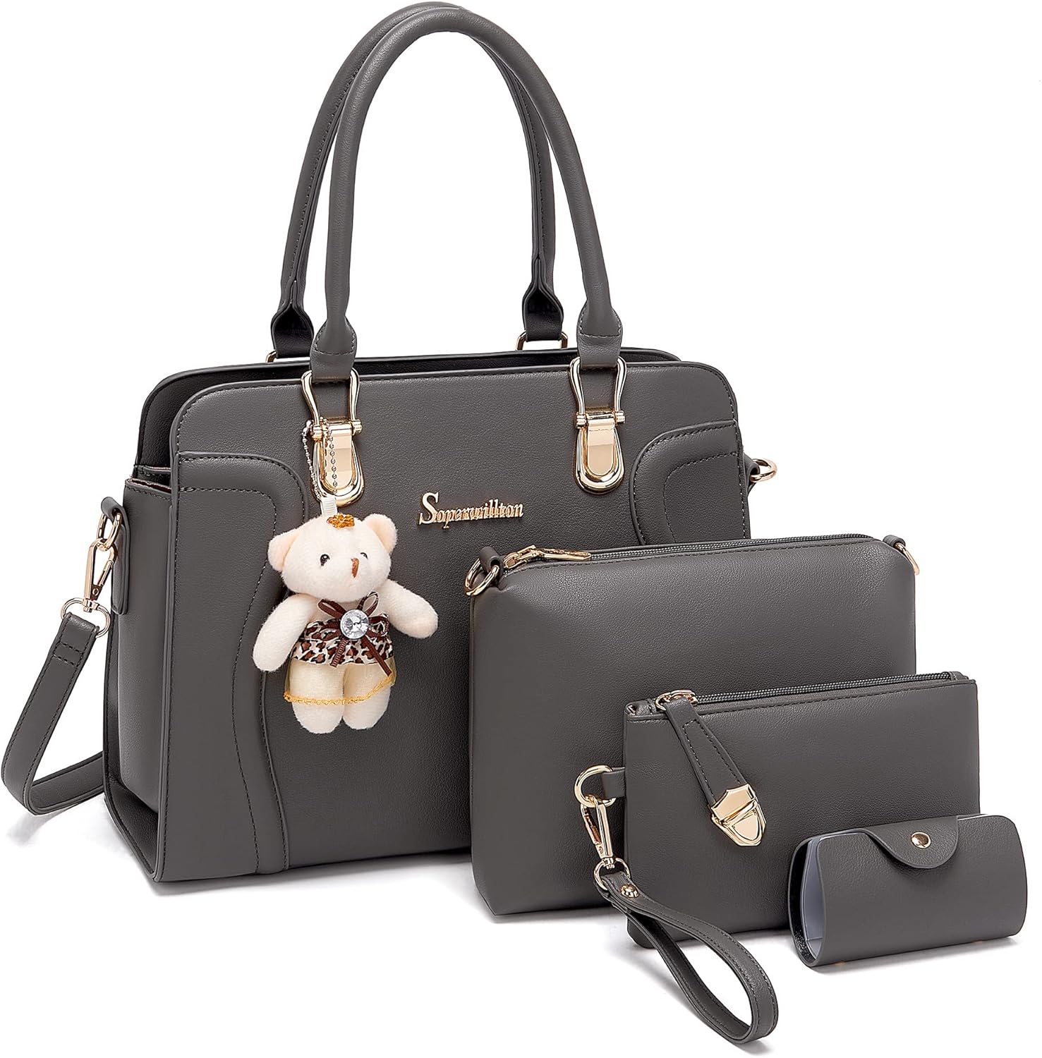 Women's Fashion Handbags Tote Bags Shoulder Bag Top Handle Satchel Purse Set 4pcs - Image 27