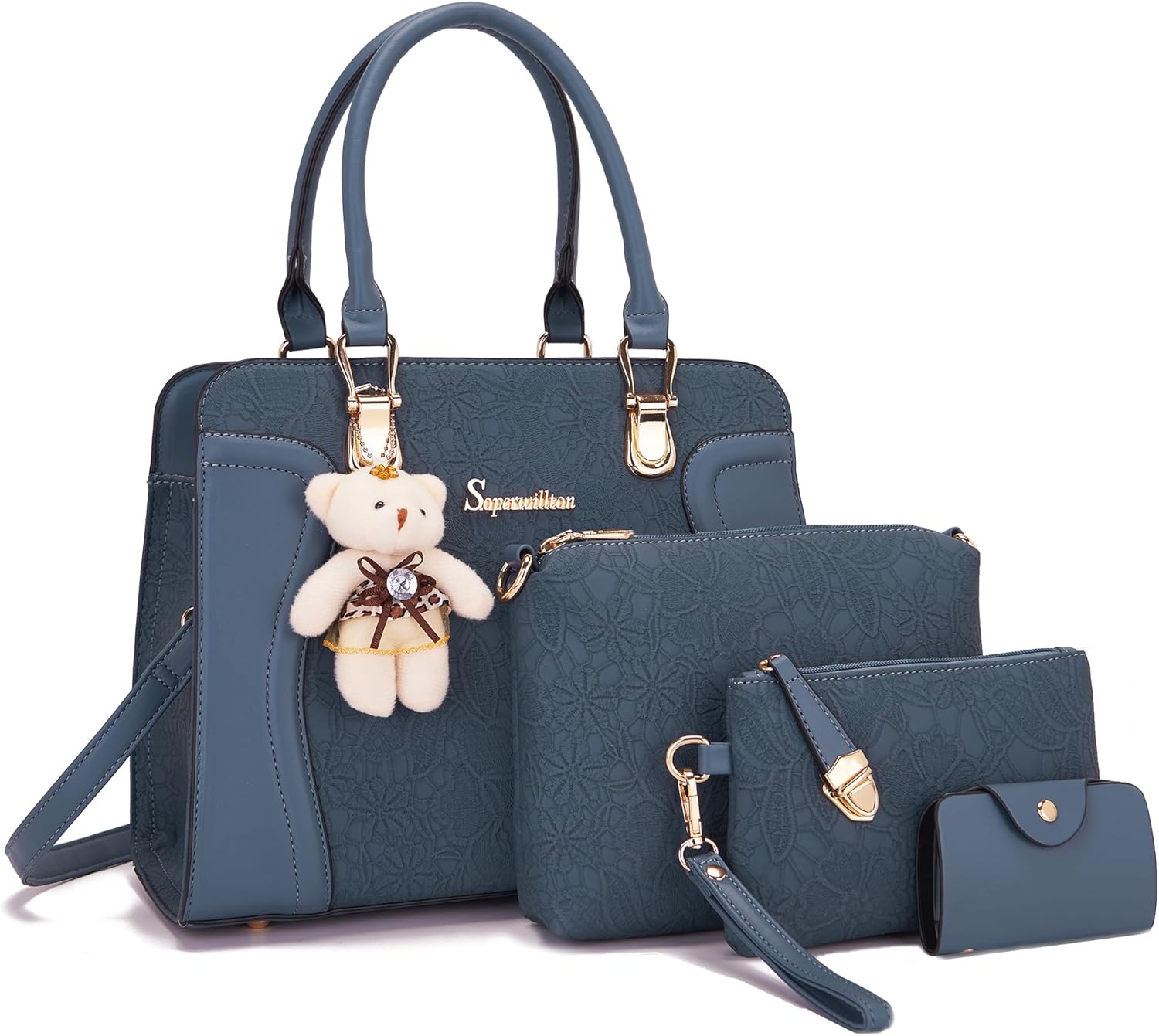 Women's Fashion Handbags Tote Bags Shoulder Bag Top Handle Satchel Purse Set 4pcs - Image 13