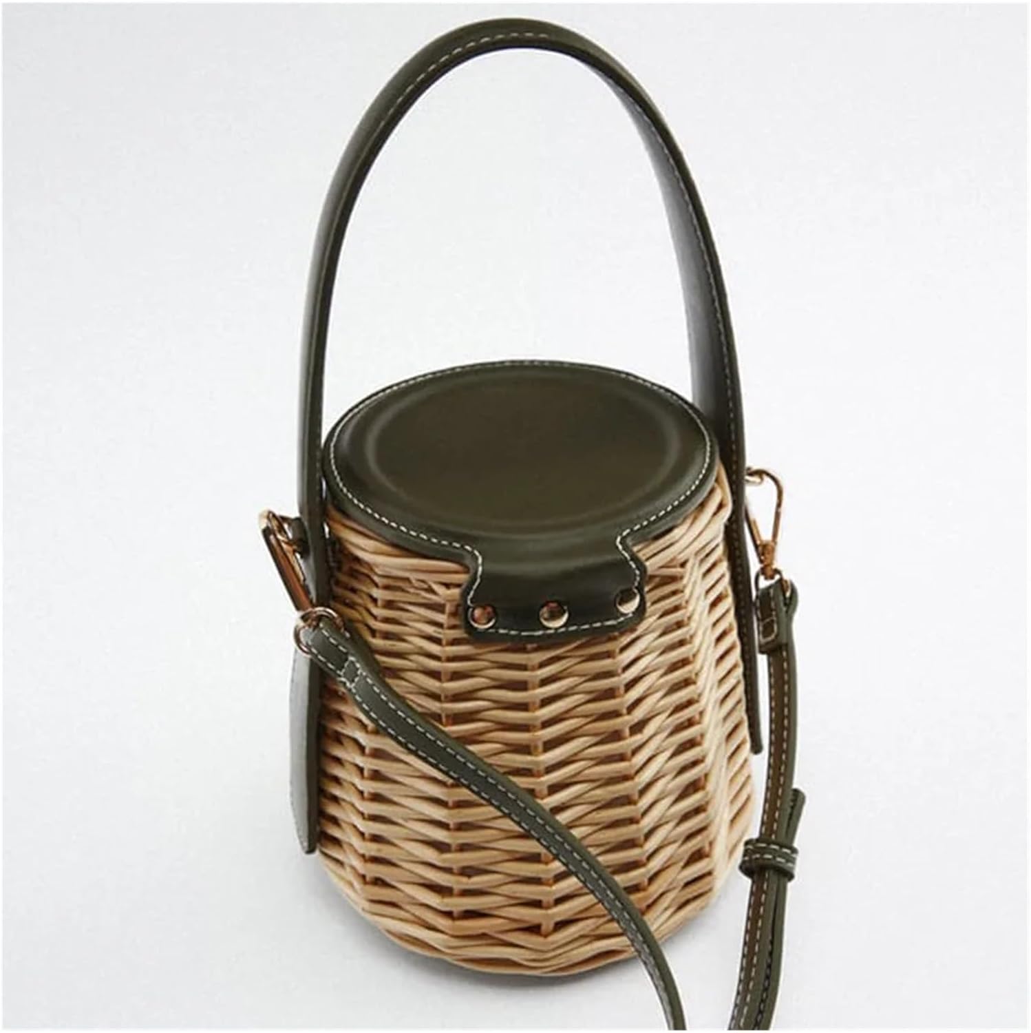 Women's Handbag Drowstring Straw Beach Bag Summer Woven Bucket Crossbody Shoulder Bags Bohemian Female Handmade Rattan Tote - Image 4