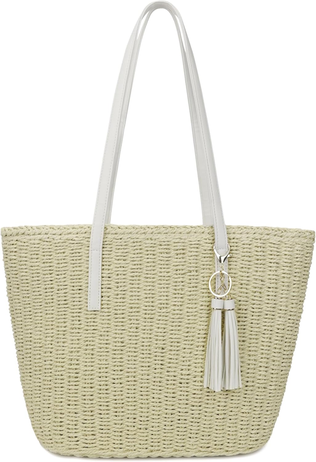 Womens Large Straw Tote Bag Handmade Woven Shoulder Handbag Summer Beach Purse with Tassel - Image 9