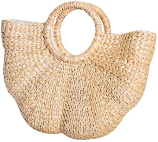 Women's Straw Shoulder Bag Women Large Woven Bag Round Handle Ring Tote Purse Retro Handbags Summer Travel Beach Handbag Hand Woven Straw Large Hobo Bag Big Capacity Handmade Bag for Girls Women C
