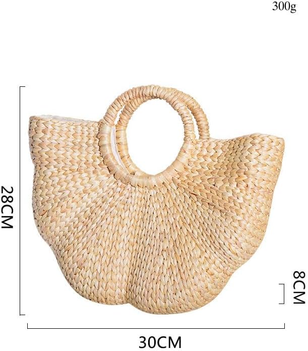 Women's Straw Shoulder Bag Women Large Woven Bag Round Handle Ring Tote Purse Retro Handbags Summer Travel Beach Handbag Hand Woven Straw Large Hobo Bag Big Capacity Handmade Bag for Girls Women C - Image 2